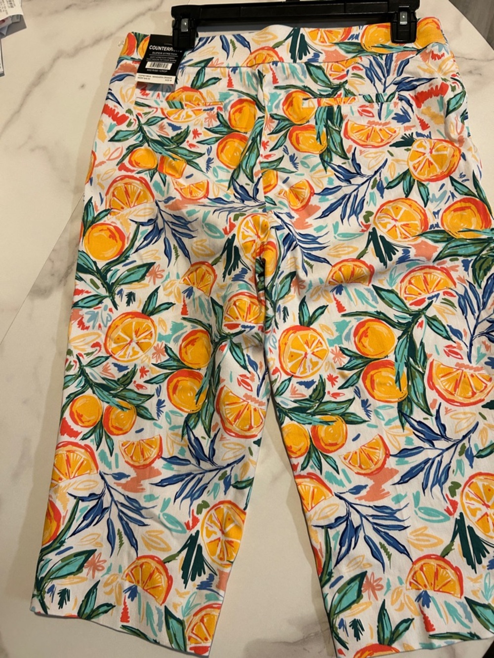 Counterparts Siper Stretch Citrus Print   - Bright Orange & Green Mid Rise Crop